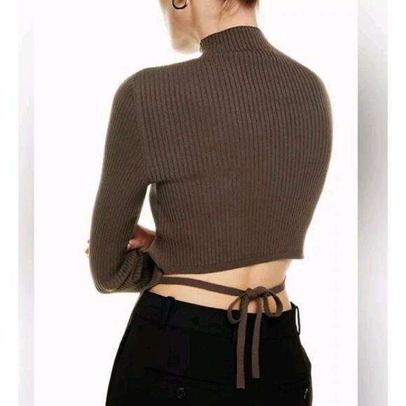 NEW Babaton Ambrosia Sculpt Knit Top Size 2XL Coffee Bean Brown Long Sleeve Rib - Picture 3 of 16